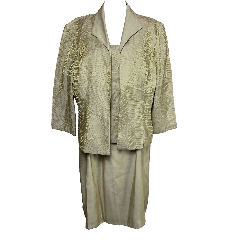 Alex Evenings Women Size 14 (Med) Gold Shimmer Iridescent Dress Jacket Set NWT